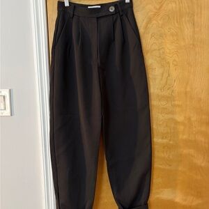 & Other Stories Black Pleated Tapered Dress Pants